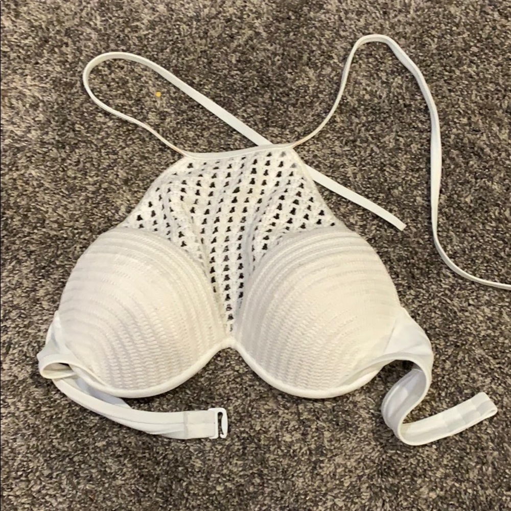 White halter mesh bikini top